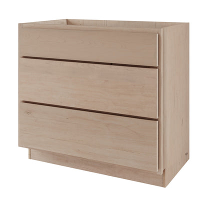 Amishwerks Maple Unfinished Base Cabinets Maple Unfinished 18" 3-Drawer Base Cabinet
