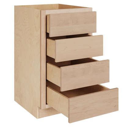 Amishwerks Maple Unfinished Base Cabinets Maple Unfinished 18" 4-Drawer Base Cabinet