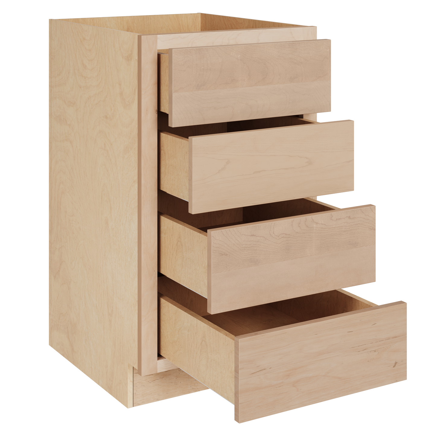 Amishwerks Maple Unfinished Base Cabinets Maple Unfinished 24" 4-Drawer Base Cabinet