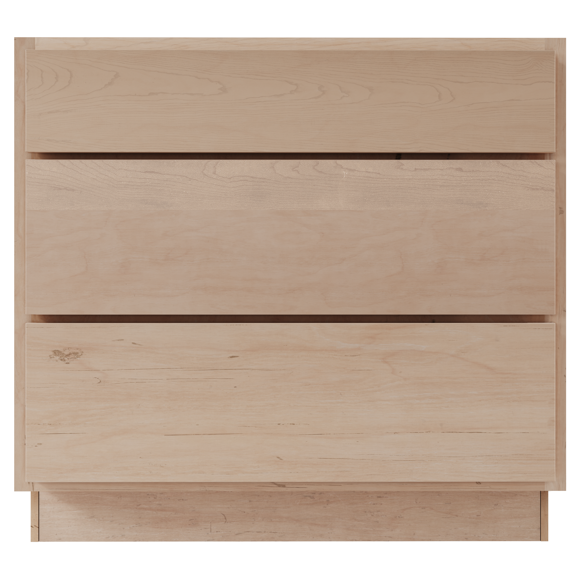 Amishwerks Maple Unfinished Base Cabinets Maple Unfinished 30" 3-Drawer Base Cabinet