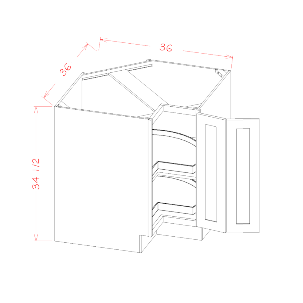 Amishwerks Maple Unfinished Base Cabinets Maple Unfinished 36" Lazy Susan Corner Base Cabinet