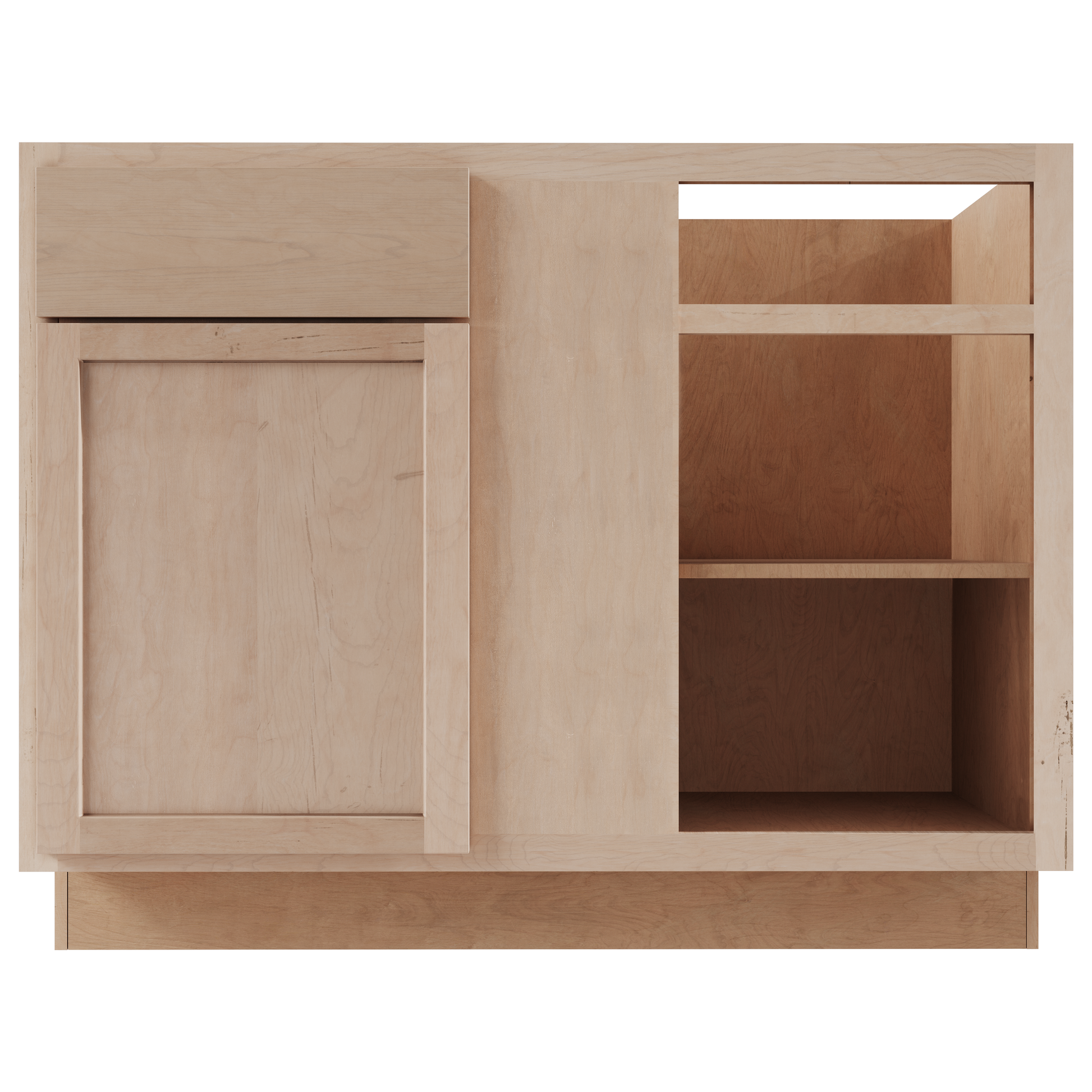 Amishwerks Maple Unfinished Base Cabinets Maple Unfinished 42" Blind Corner Base Cabinet