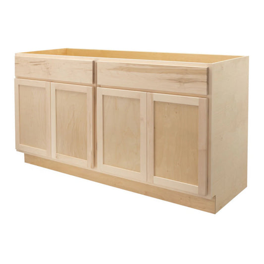 Amishwerks Maple Unfinished Bathroom Vanities Maple Unfinished 60" Bathroom Vanity Sink Base Cabinet
