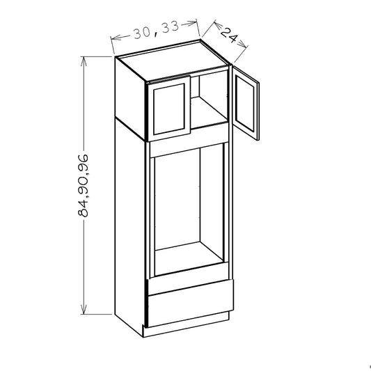 Amishwerks Maple Unfinished Oven and Pantry Cabinets Maple Unfinished 30" x 90" Double Oven Cabinet