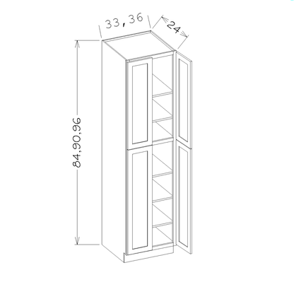 Amishwerks Maple Unfinished Oven and Pantry Cabinets Maple Unfinished 36" x 90" Tall Pantry Linen Double Door Cabinet