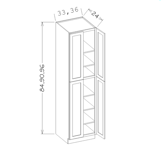 Amishwerks Maple Unfinished Oven and Pantry Cabinets Maple Unfinished 36" x 90" Tall Pantry Linen Double Door Cabinet