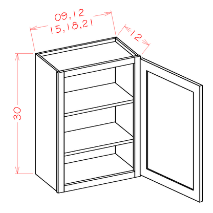 Amishwerks Maple Unfinished Wall Cabinets Maple Unfinished 12" x 30" Wall Cabinet