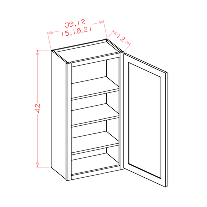 Amishwerks Maple Unfinished Wall Cabinets Maple Unfinished 12" x 42" Wall Cabinet