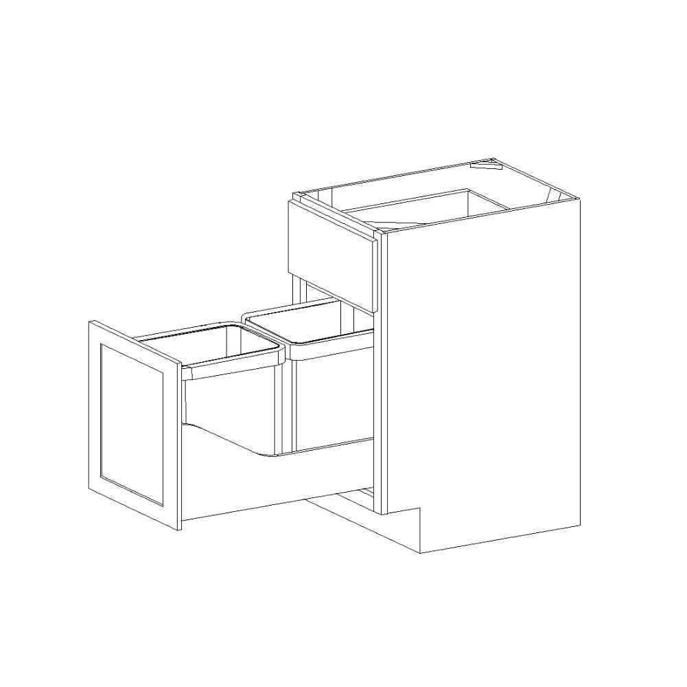 Amishwerks Rustic White Oak Base Cabinets Rustic White Oak 18" Base Cabinet w/ Double Trash Can Insert