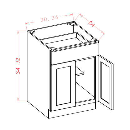 Amishwerks Rustic White Oak Base Cabinets Rustic White Oak 36" Base Cabinet