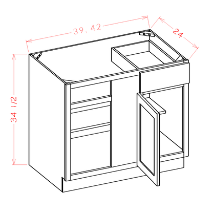 Amishwerks Rustic White Oak Base Cabinets Rustic White Oak 36" Blind Corner Base Cabinet