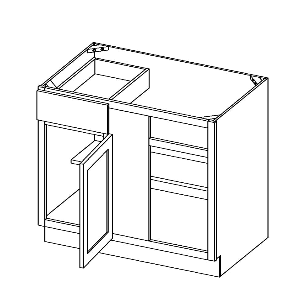 Amishwerks Rustic White Oak Base Cabinets Rustic White Oak 36" Blind Corner Base Cabinet