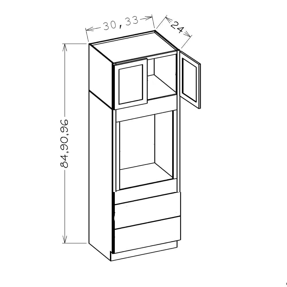 Amishwerks Rustic White Oak Oven and Pantry Cabinets Rustic White Oak 33" x 96" Single Oven Cabinet