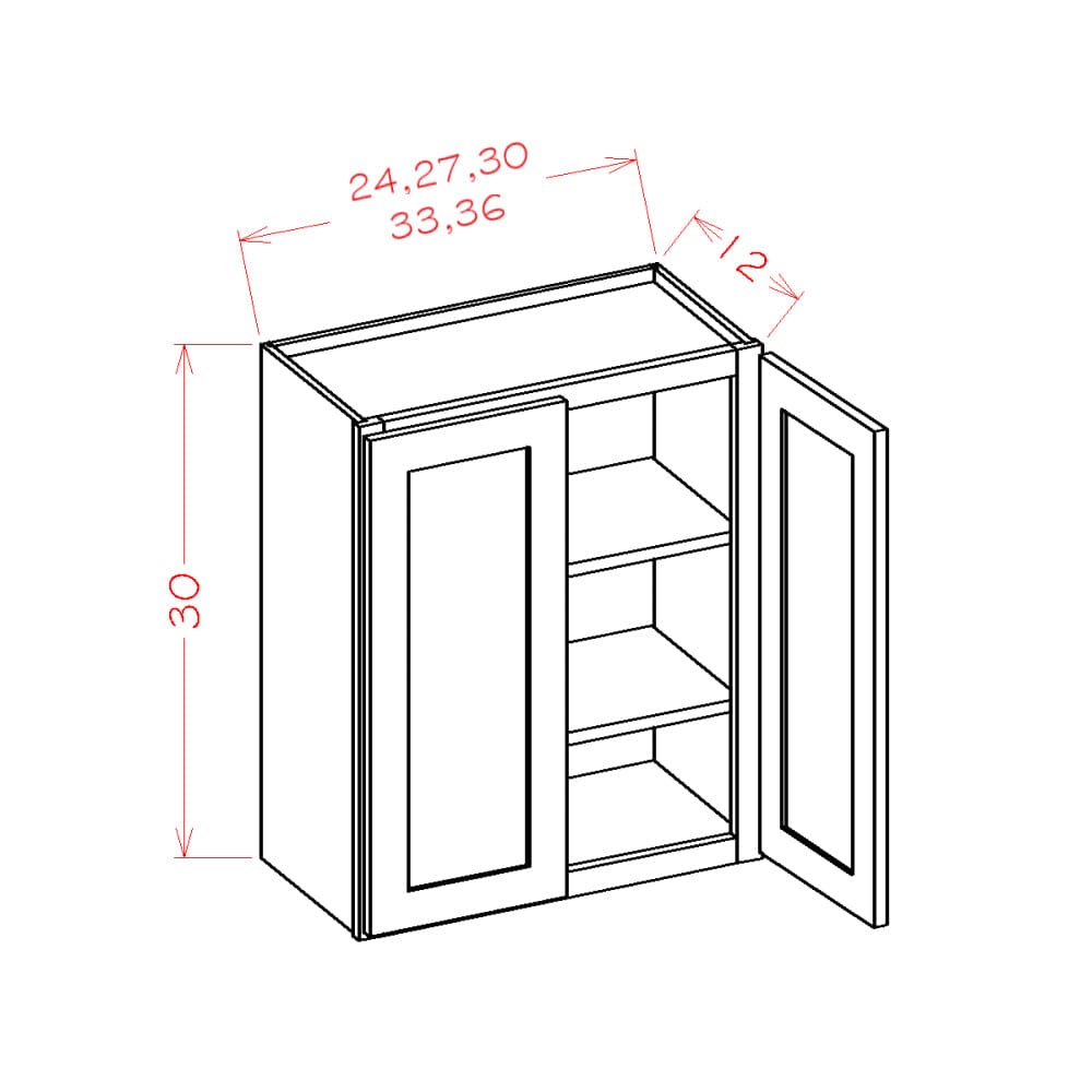 Amishwerks Rustic White Oak Wall Cabinets Rustic White Oak 30" x 30" Wall Cabinet