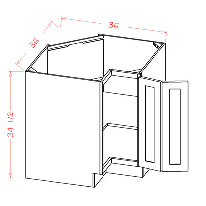 Amishwerks Natural Maple Base Cabinets Natural Maple 36" Easy Reach Corner Base Cabinet