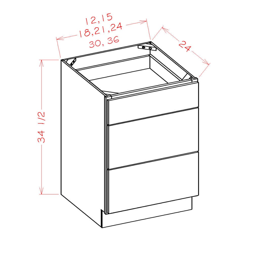 Amishwerks Needlepoint Navy Blue Base Cabinets Needlepoint Navy Blue 21" 3-Drawer Base Cabinet