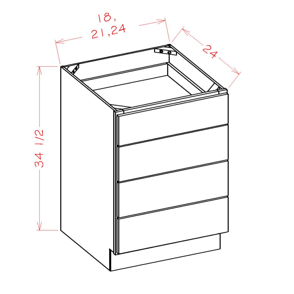 Amishwerks Needlepoint Navy Blue Base Cabinets Needlepoint Navy Blue 21" 4-Drawer Base Cabinet