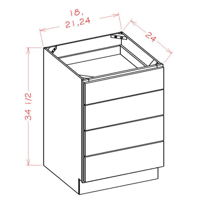 Amishwerks Needlepoint Navy Blue Base Cabinets Needlepoint Navy Blue 21" 4-Drawer Base Cabinet