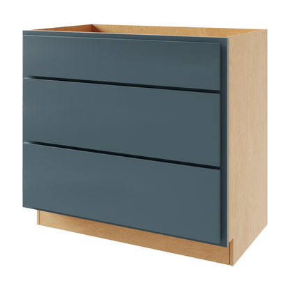 Amishwerks Needlepoint Navy Blue Base Cabinets Needlepoint Navy Blue 36" 3-Drawer Base Cabinet