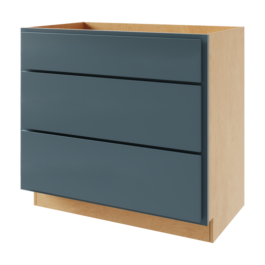 Amishwerks Needlepoint Navy Blue Base Cabinets Needlepoint Navy Blue 36" 3-Drawer Base Cabinet