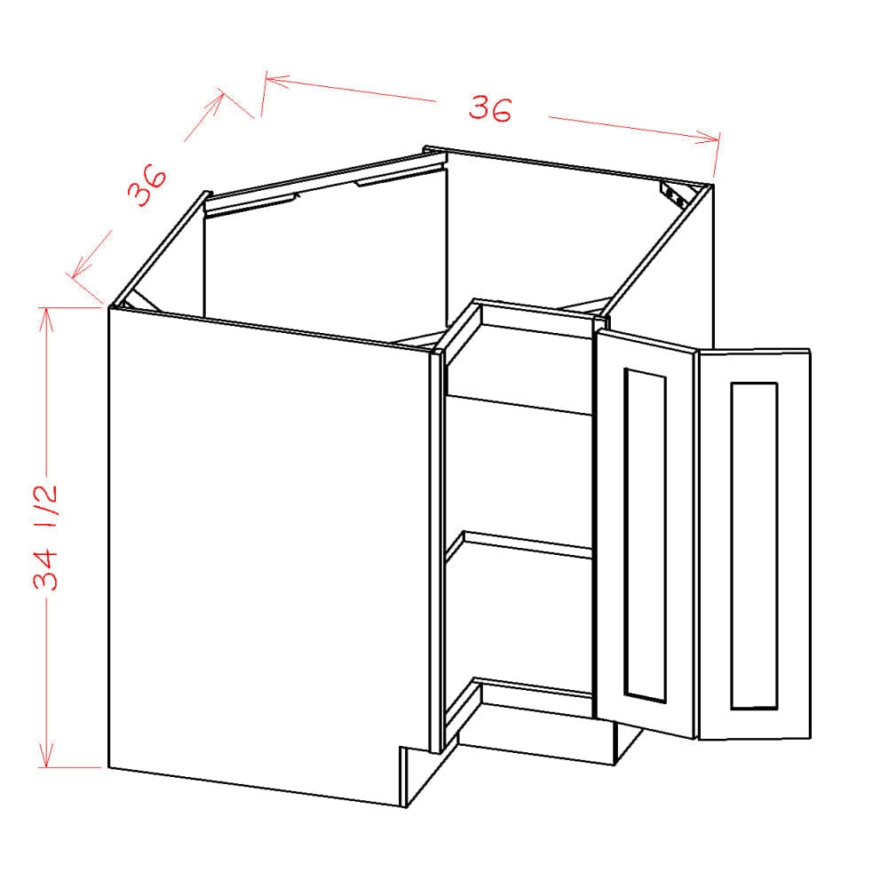 Amishwerks Needlepoint Navy Blue Base Cabinets Needlepoint Navy Blue 36" Easy Reach Corner Base Cabinet