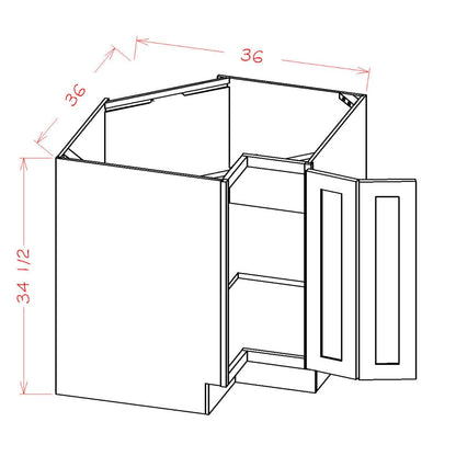 Amishwerks Needlepoint Navy Blue Base Cabinets Needlepoint Navy Blue 36" Easy Reach Corner Base Cabinet