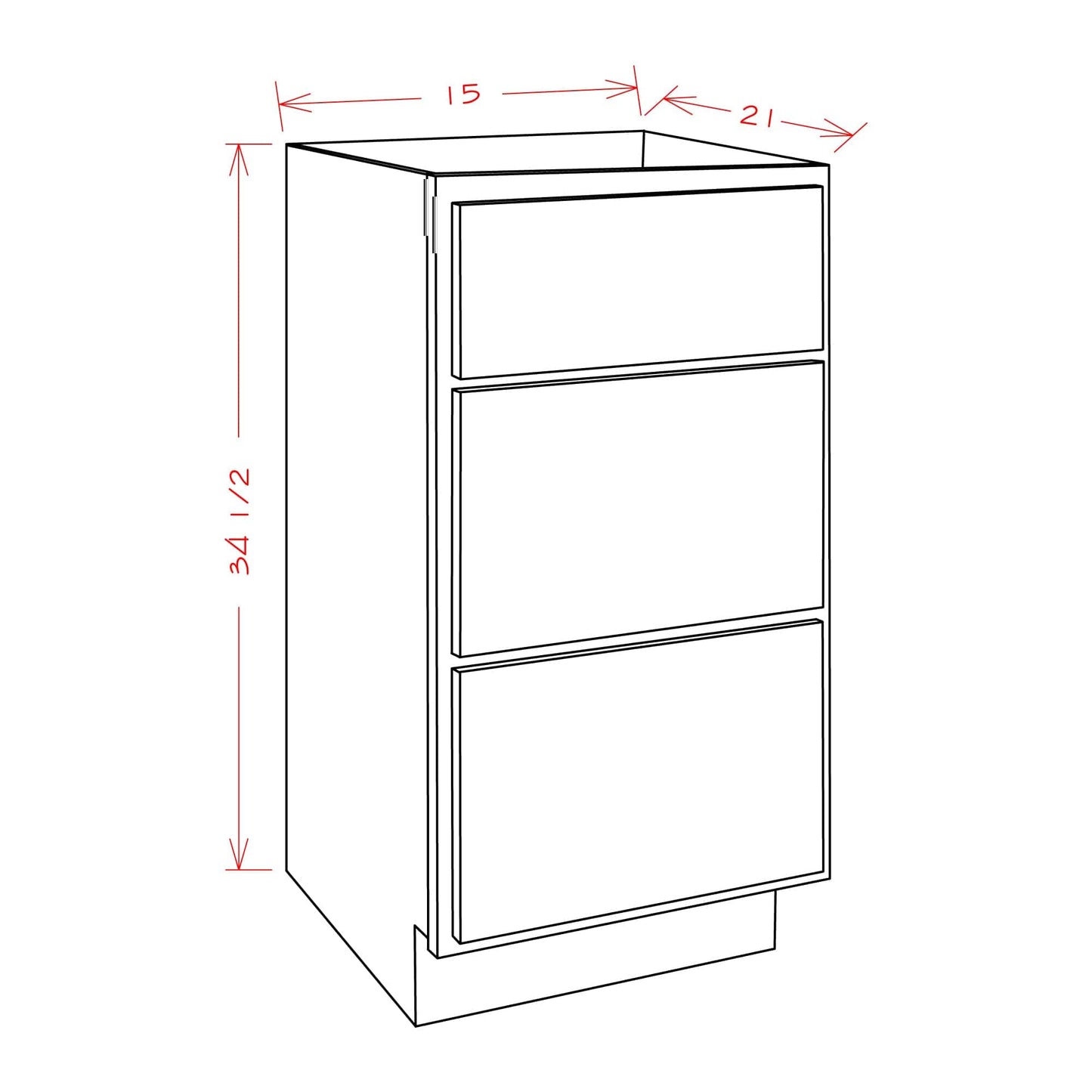 Amishwerks Provincial Bathroom Vanities Provincial 15" Bathroom Vanity 3-Drawer Base Cabinet