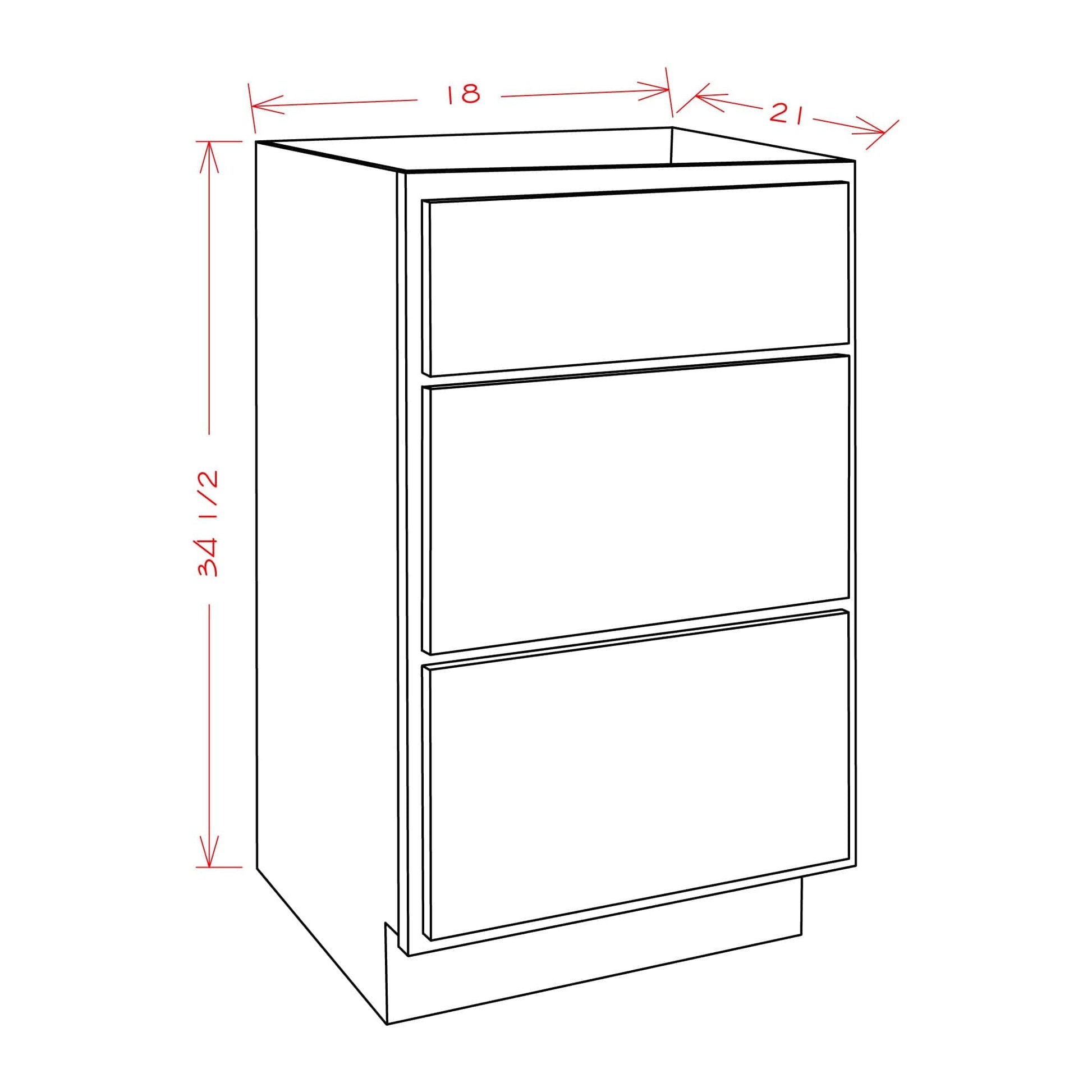 Amishwerks Provincial Bathroom Vanities Provincial 18" Bathroom Vanity 3-Drawer Base Cabinet