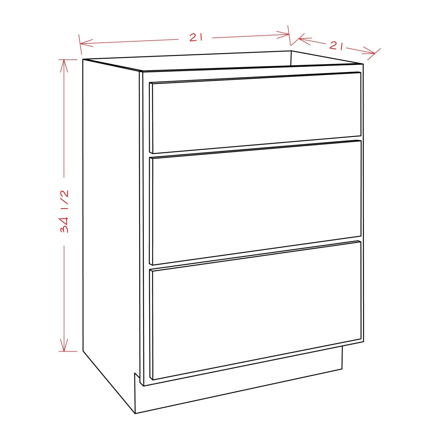 Amishwerks Provincial Bathroom Vanities Provincial 21" Bathroom Vanity 3-Drawer Base Cabinet