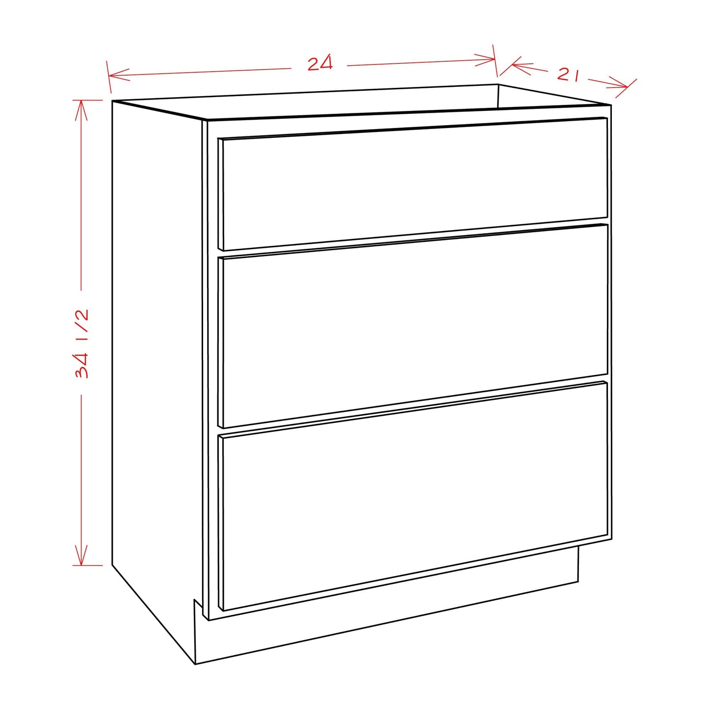 Amishwerks Provincial Bathroom Vanities Provincial 24" Bathroom Vanity 3-Drawer Base Cabinet