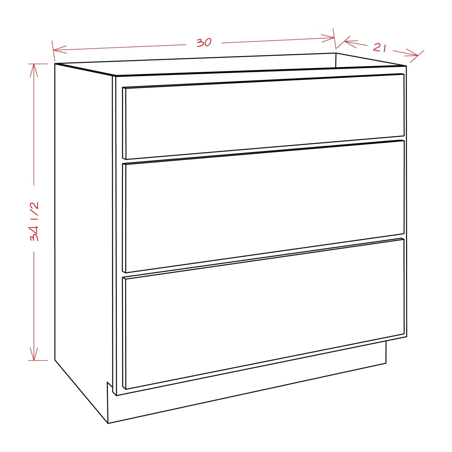 Amishwerks Provincial Bathroom Vanities Provincial 30" Bathroom Vanity 3-Drawer Base Cabinet