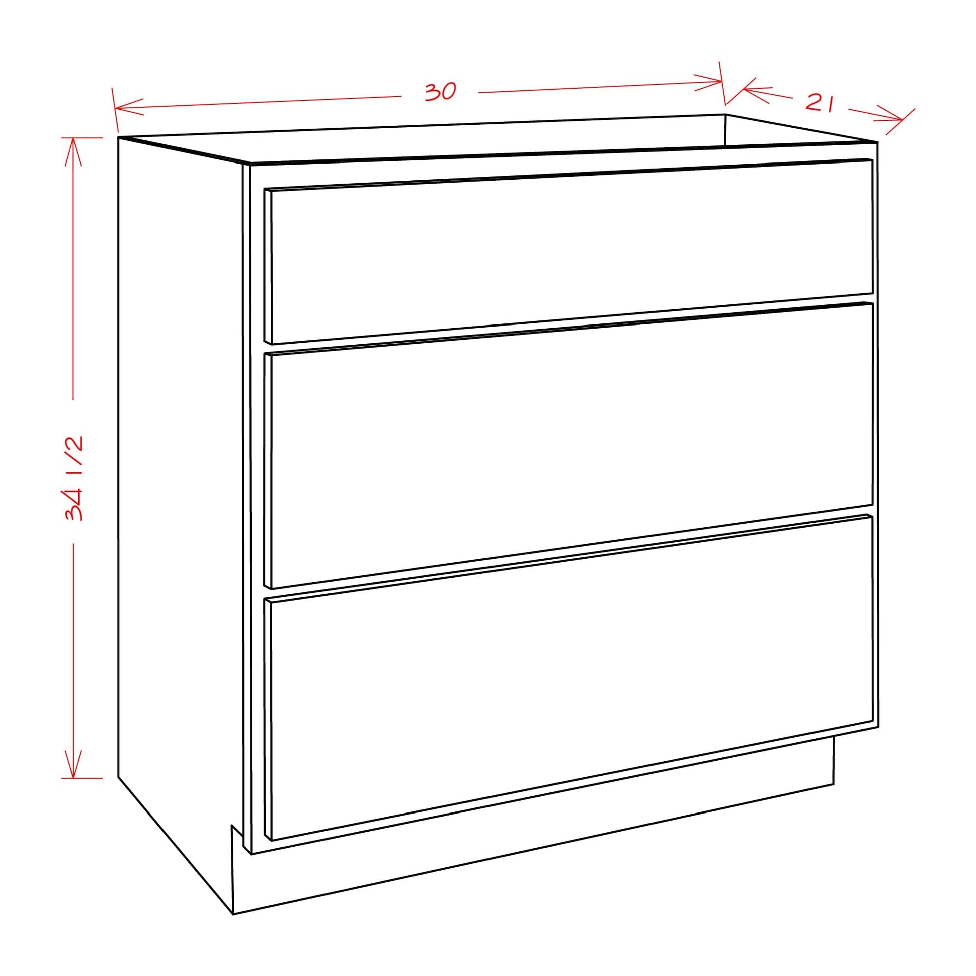 Amishwerks Provincial Bathroom Vanities Provincial 30" Bathroom Vanity 3-Drawer Base Cabinet