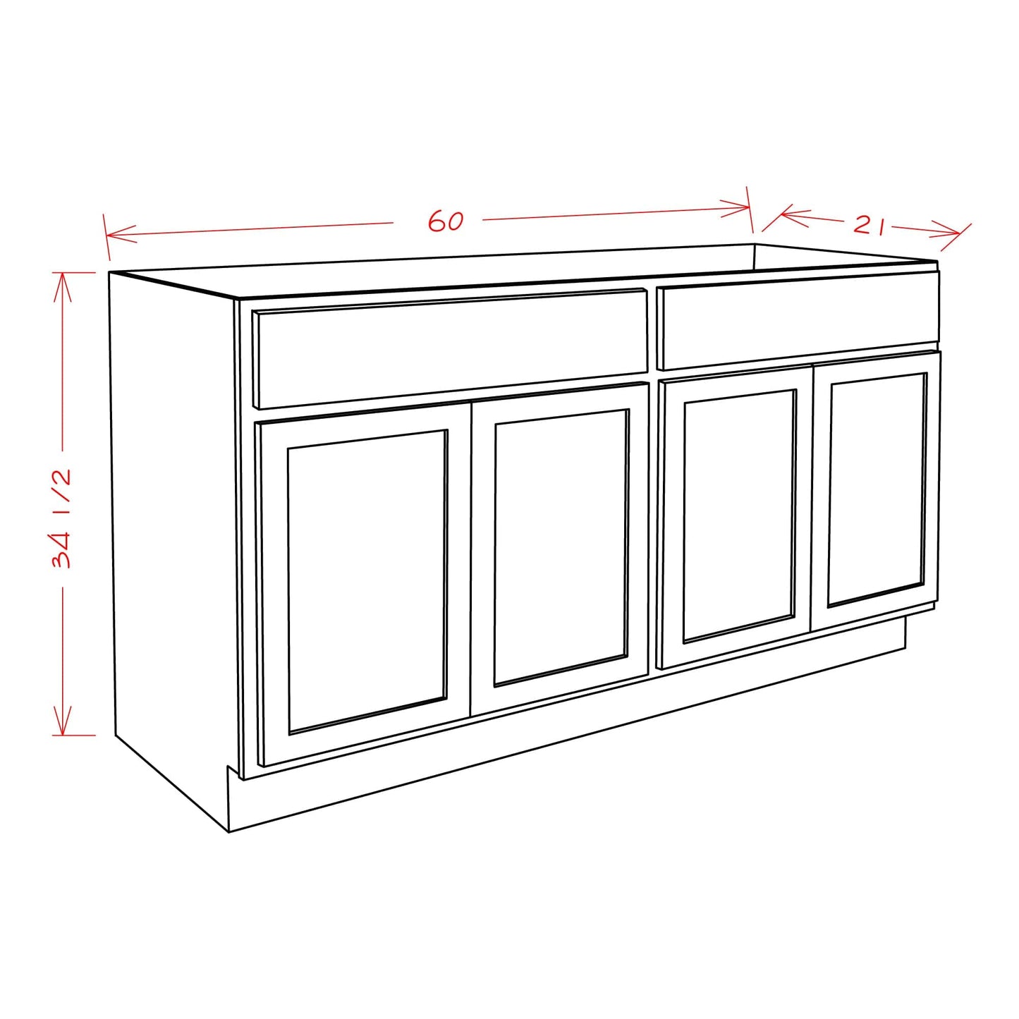 Amishwerks Provincial Bathroom Vanities Provincial 60" Bathroom Vanity Sink Base Cabinet