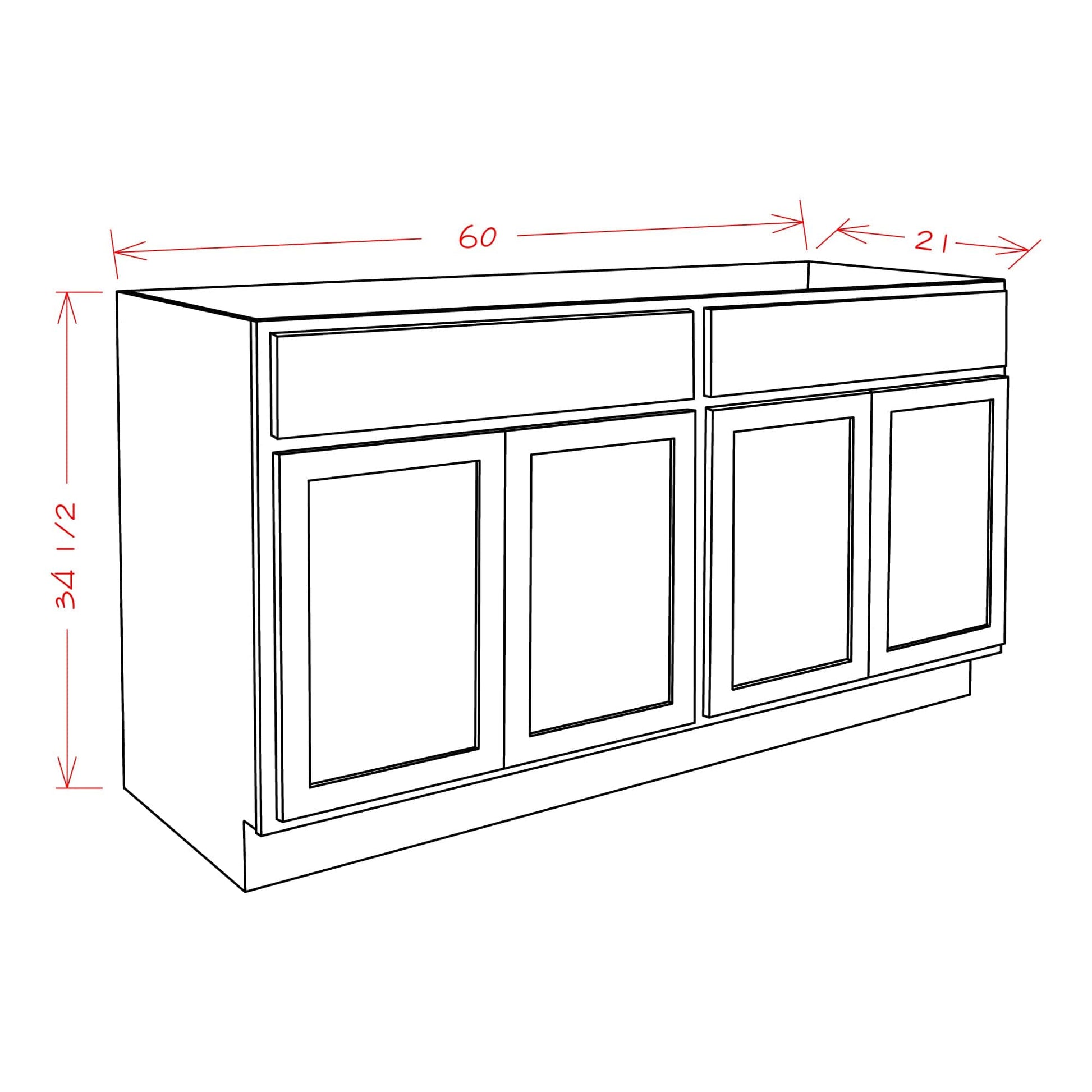 Amishwerks Provincial Bathroom Vanities Provincial 60" Bathroom Vanity Sink Base Cabinet