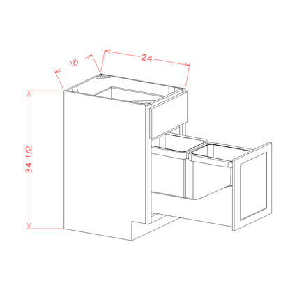 Amishwerks Pure White Base Cabinets Pure White 18" Base Cabinet w/ Double Trash Can Insert