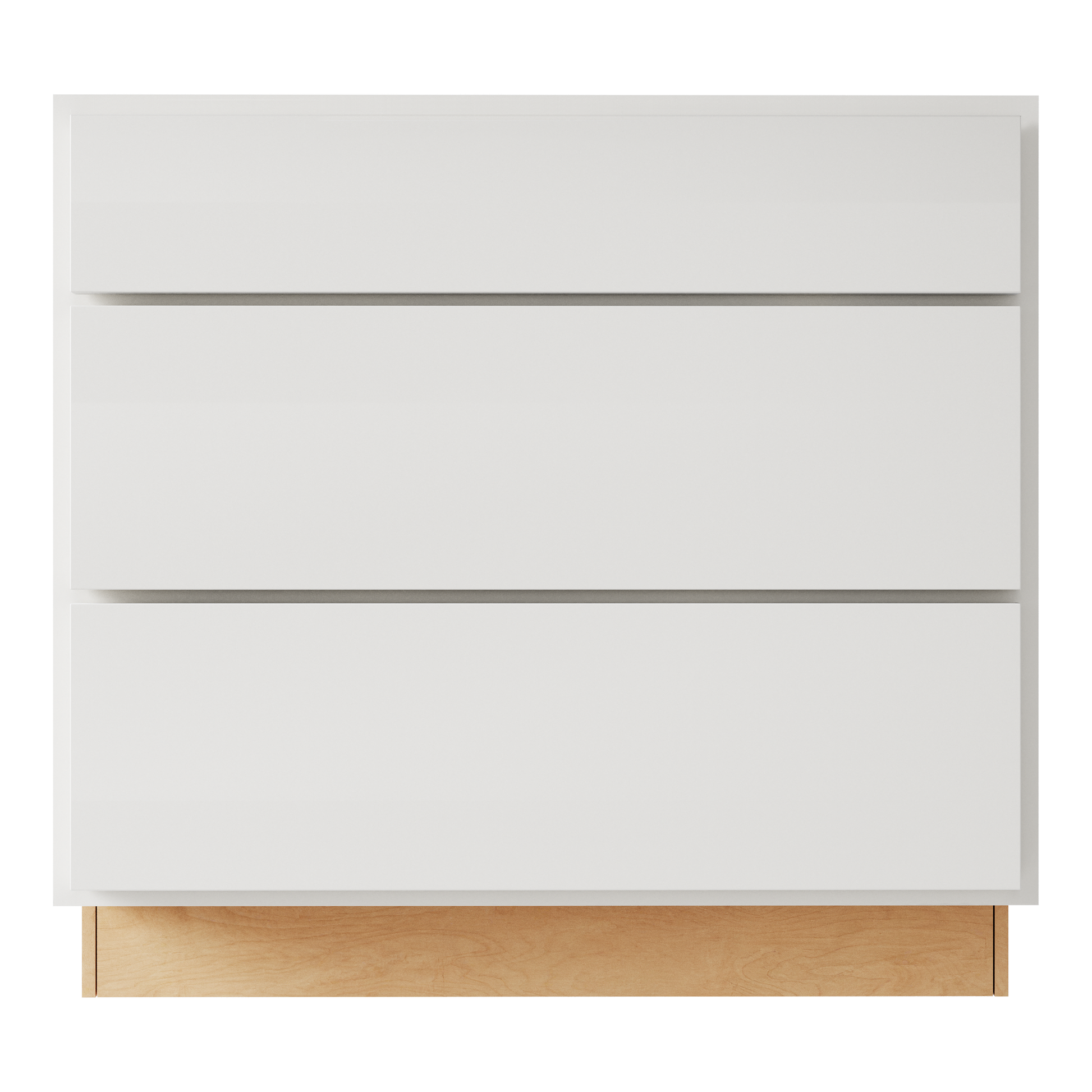Amishwerks Pure White Base Cabinets Pure White 3-Drawer Base Cabinet