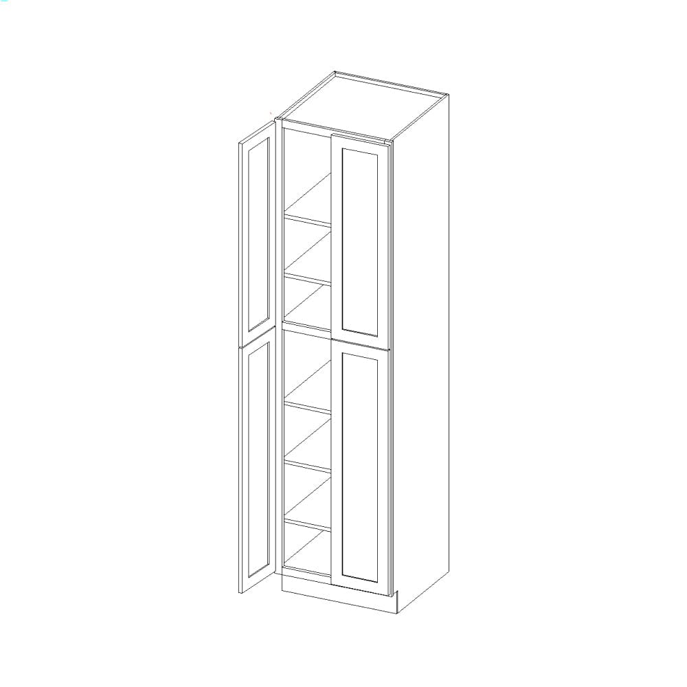 Amishwerks Rustic Hickory Oven and Pantry Cabinets Rustic Hickory 24" x 96" Tall Pantry Linen Double Door Cabinet