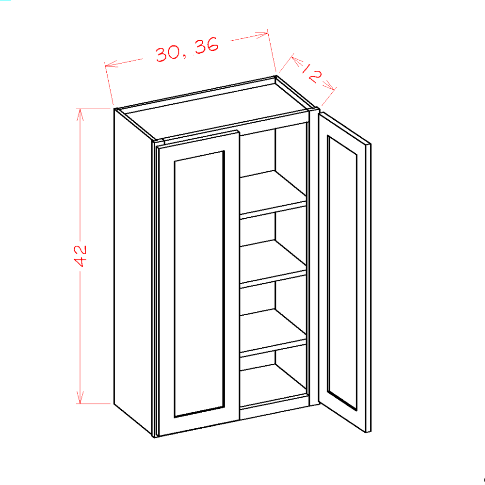 Rustic White Oak 30" x 42" Wall Cabinet