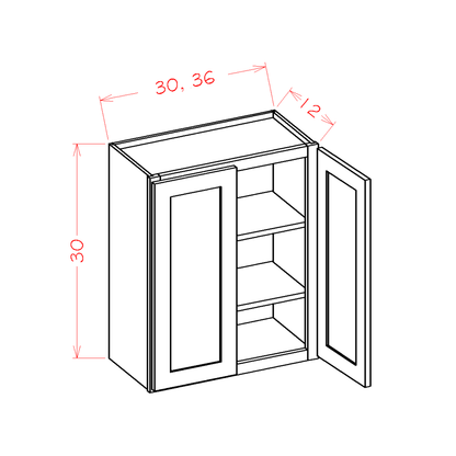 Rustic White Oak 36" x 30" Wall Cabinet