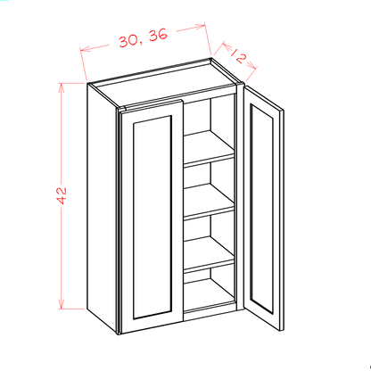 Rustic White Oak 36" x 42" Wall Cabinet