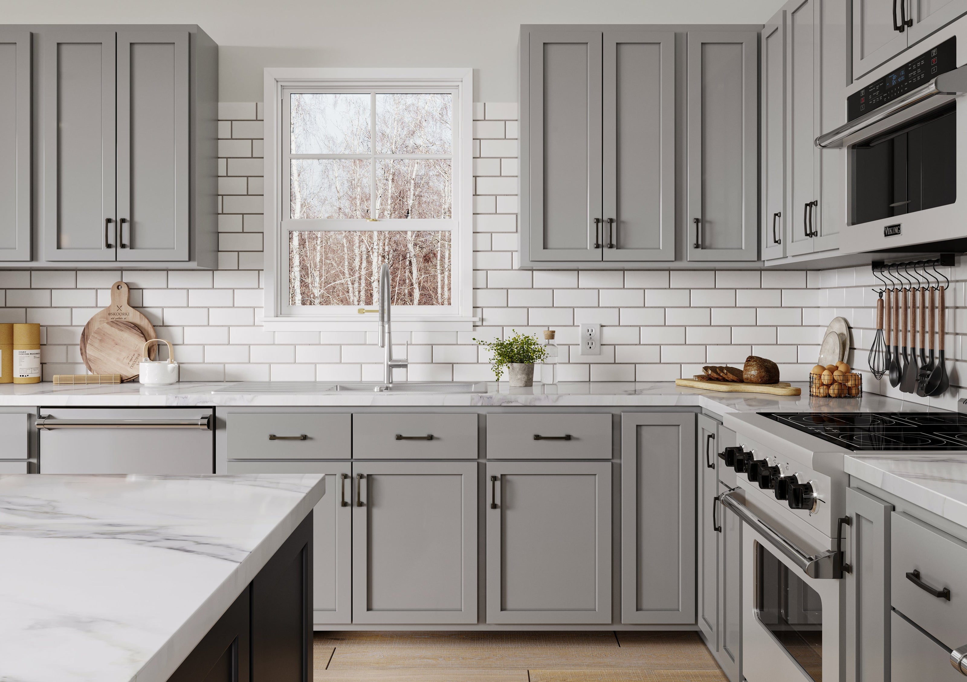 Backwoods Cabinetry 10x10 L-Shaped Magnetic Grey Kitchen Cabinets - 10x10 L-Shaped Kitchen Design Layout