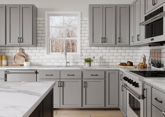 Backwoods Cabinetry 10x10 L-Shaped Magnetic Grey Kitchen Cabinets - 10x10 L-Shaped Kitchen Design Layout
