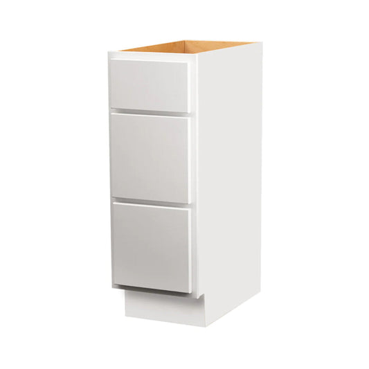 Backwoods Cabinetry Pure White Bathroom Vanities Pure White 12" Bathroom Vanity 3-Drawer Base Cabinet