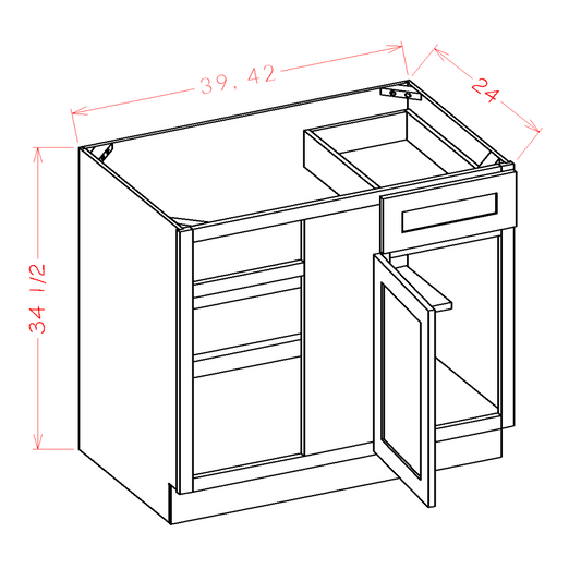 Provincial 39" Blind Corner Base Cabinet