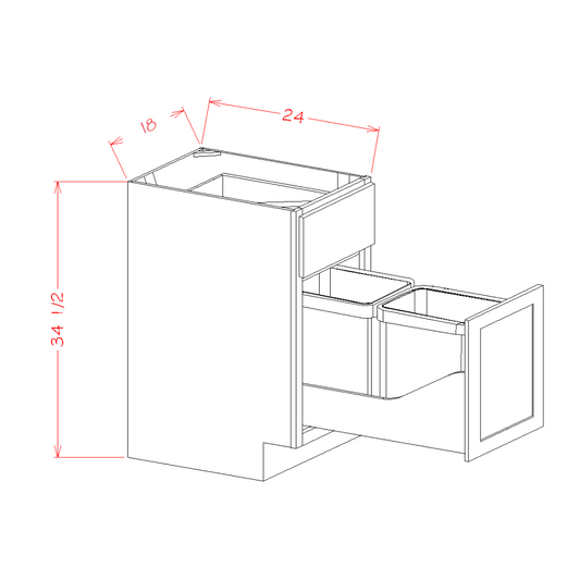 Provincial 18" Base Cabinet w/ Double Trash Can Insert