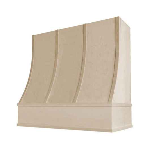 Hoodsly Sloped Wood Range Hood Unfinished Wood Range Hood with Sloped Front, Strapping and Classic Trim