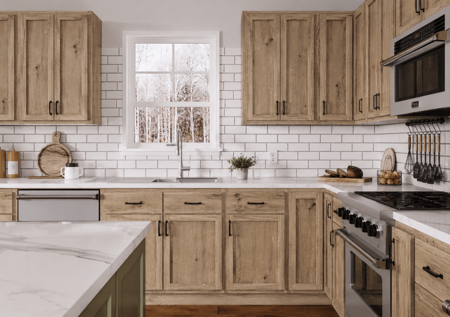 Rustic White Oak Kitchen Cabinets