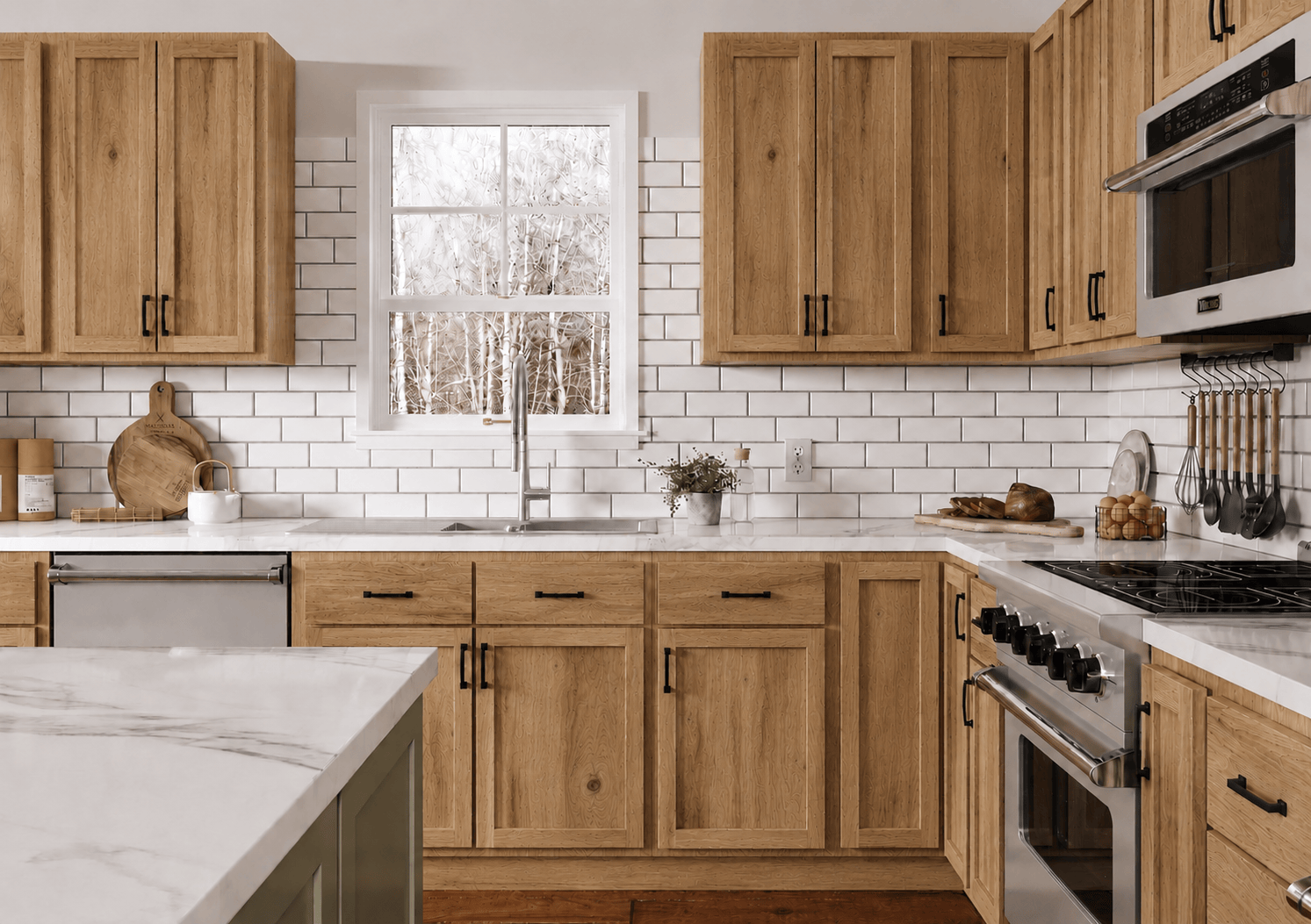Rustic White Oak Kitchen Cabinets