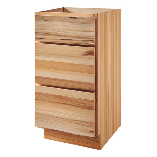 Rustic Hickory 12" Bathroom Vanity 3-Drawer Base Cabinet